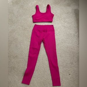 Alo Magenta Cush Ribbed Sport Bra and Leggings